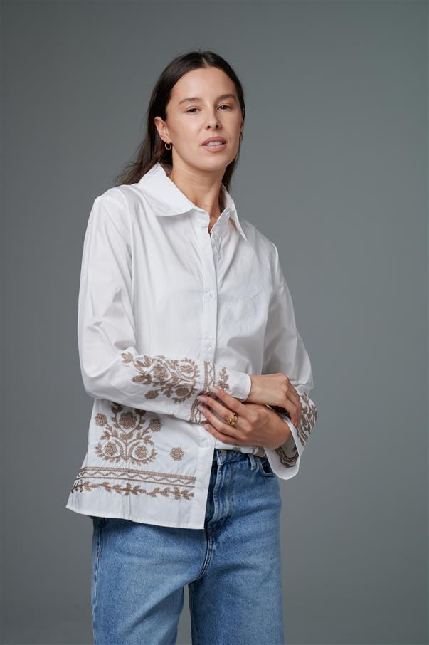 Camisa Vizantina Poplin Bordada